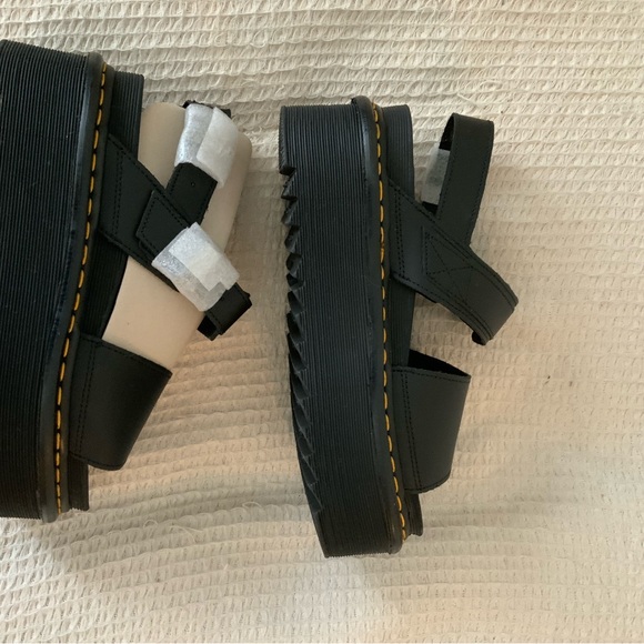 Dr Doc Martens Voss Women's Leather Strap Platform Sandals Heels Shoes in Black - Picture 9 of 13